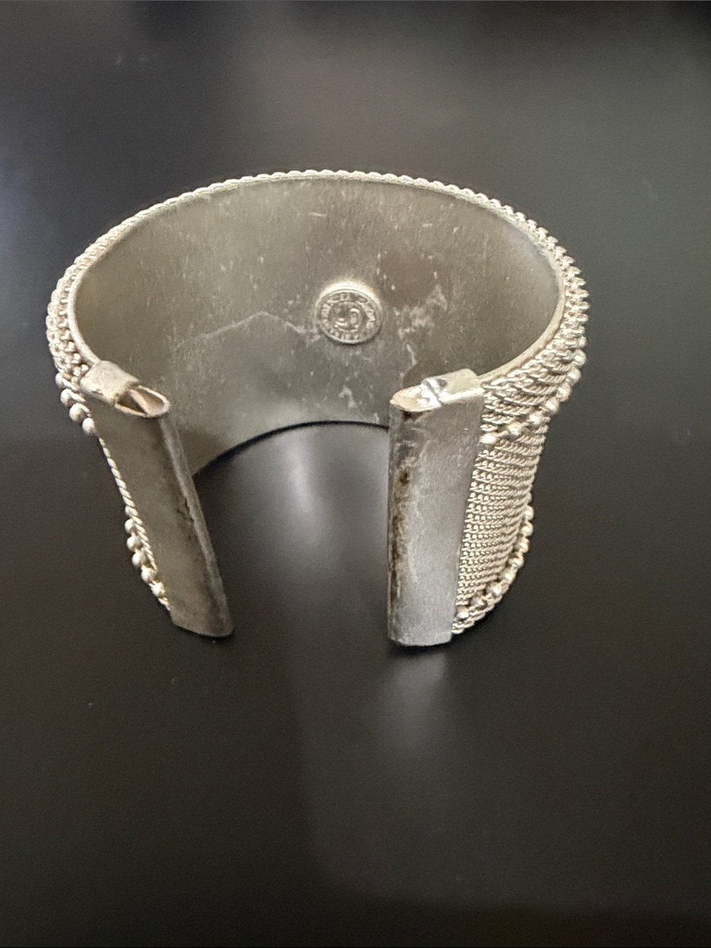 Silver-Tone Cuff Bracelet with Red Insets - Picture 3 of 4